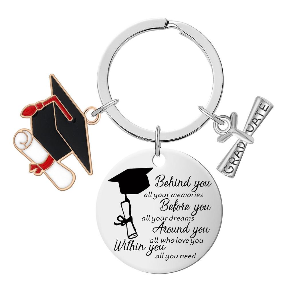 Stainless Steel Inspirational Graduation Keychain for Classmates and Teachers