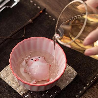 Bańki dmuchająca świnka zwierzak do herbaty celadonowa glazura filiżanka do herbaty kreatywny zestaw do herbaty Gongfu ceramiczna nowość porcelana kubek na kadzidło unikalny prezent