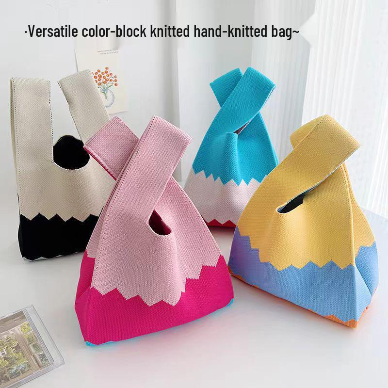 Trendy Women's Knitted Wool Bucket Bag - Versatile Japanese Korean Style Tote