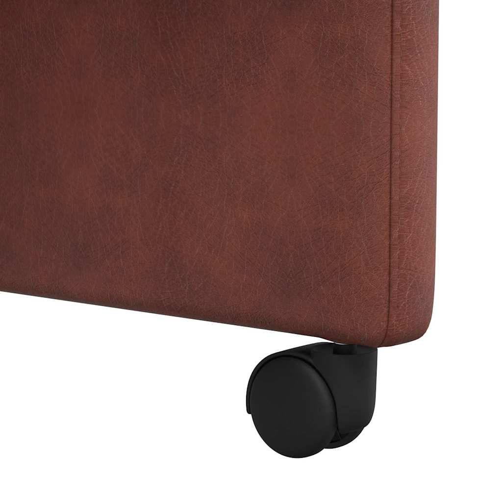 Dining Chairs with Casters 2 pcs Glossy Brown Faux Leather