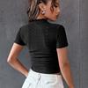 Summer Slim Fit Solid Color Spicy Girl Short Sleeved Hollow Exposed Navel Short Shirt for Women T-Shirts Women’s