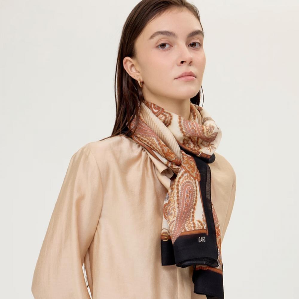 Daks Brown Logo Print Wool Blend Scarf Dcsc5f072w2 Single option