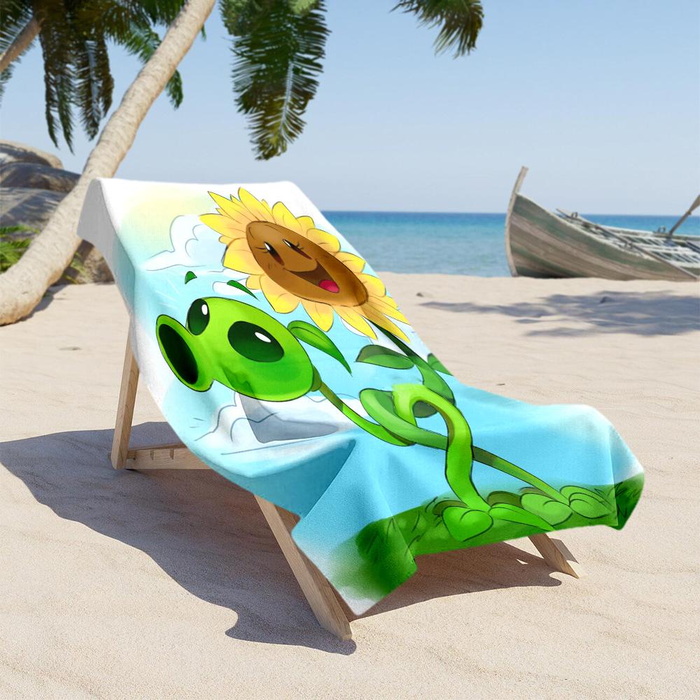 Plants Vs. Zombies Beach Towel Quick-Dry Soft Microfiber Comfortable Lightweight Suitable for Swimming, Gym, Camping, Yoga Vacation