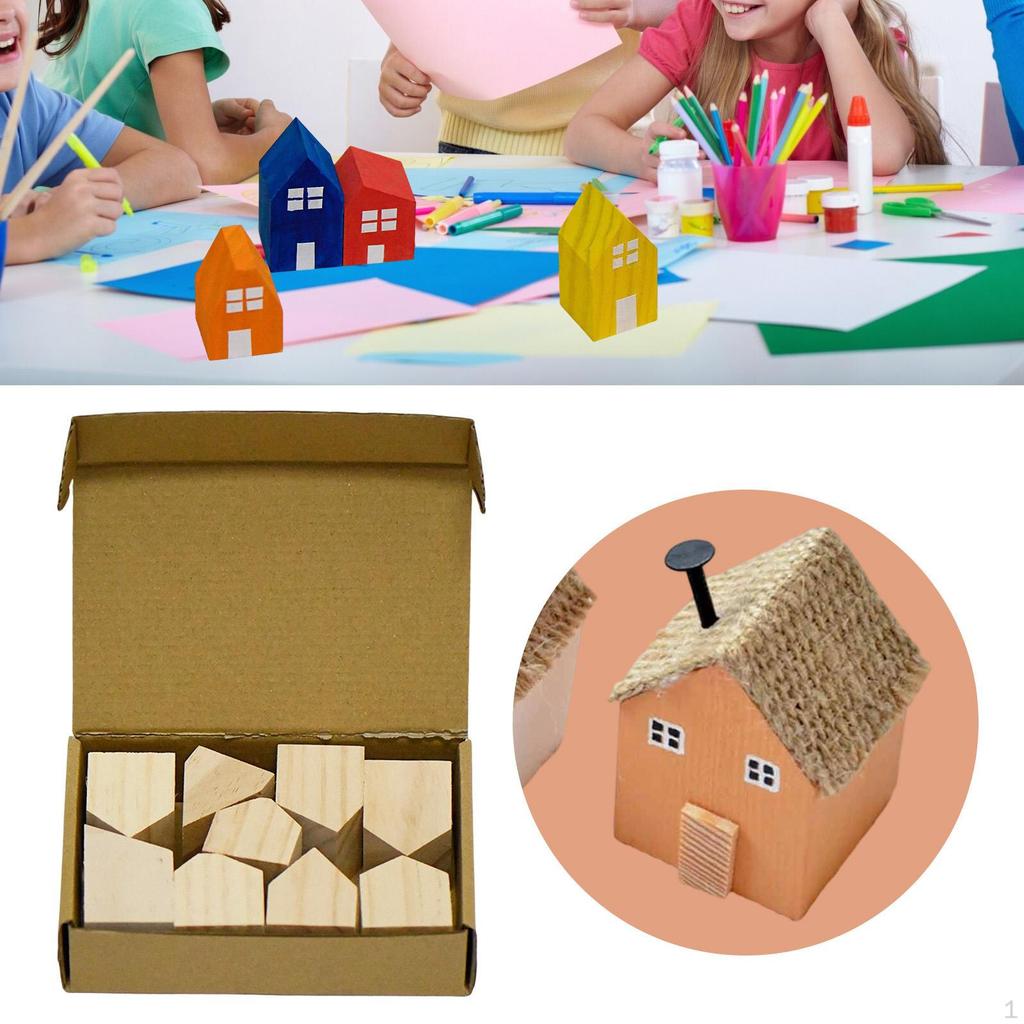 Nedokončené dřevěné domky řemesla umění dárek dekorace graffiti kresba hračka ozdoby dřevo pro kancelář