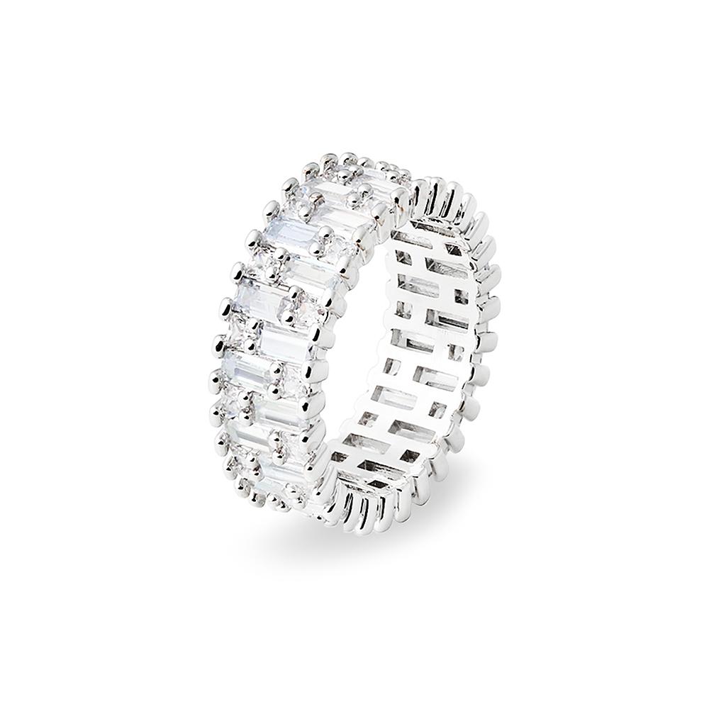 Raindrop Jewelry Double Baguette And Square Cut Eternity Ring