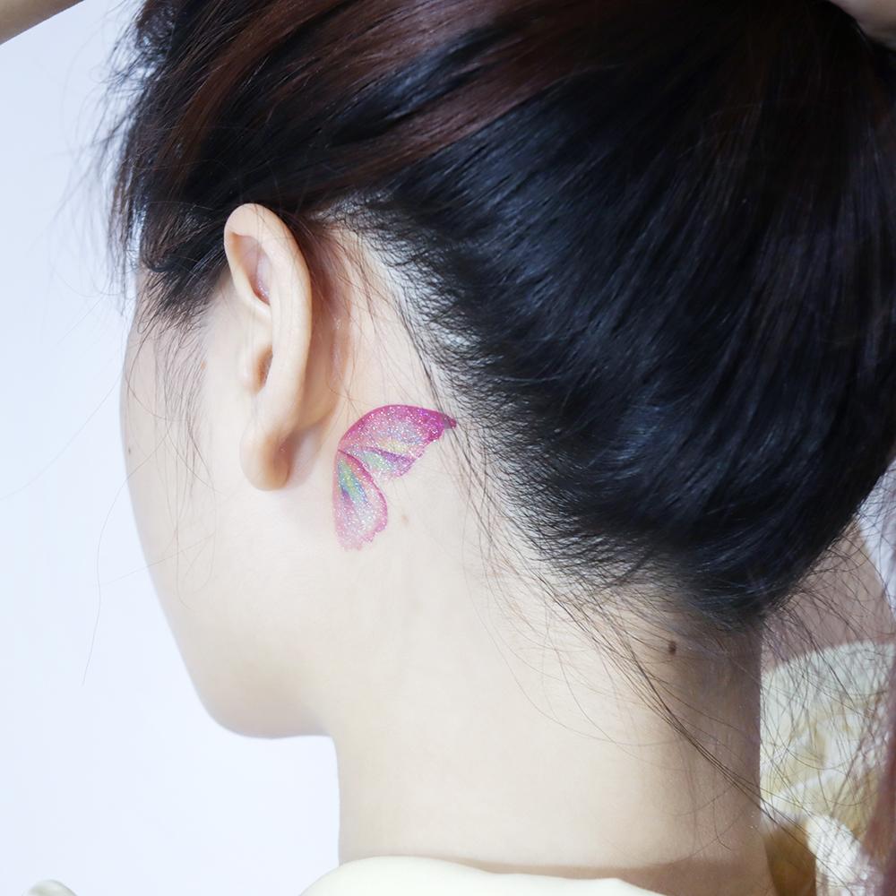 12/1 lapų gradiento blizgučiai laikinos drugelio veido tatuiruotės, vakarėliui skirtos veido tatuiruotės moterims / merginoms, atsparios vandeniui, bet lengvai pašalinamos tatuiruotės