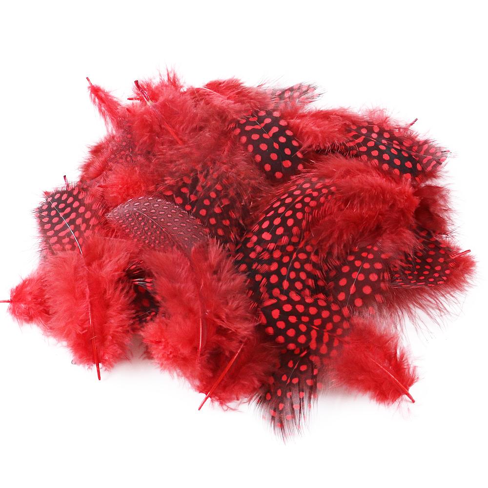100 шт. Перья цесарки и фазана Натуральные перья Пятнистые 5-8 см Перья для рукоделия Ловец снов Плюмаж для декора 5-10cm 100pcs красный