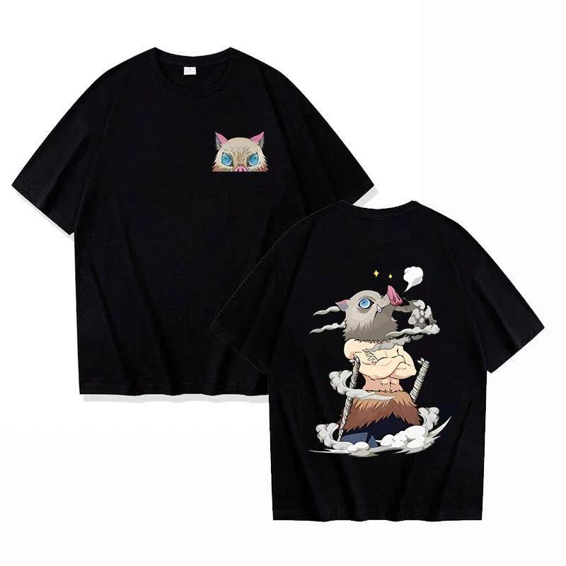 

Cotton Summer Shortsleeved Tshirt with Popular Anime Demon Slayer Cartoon Print Fashionable and Casual Loosefitting XL