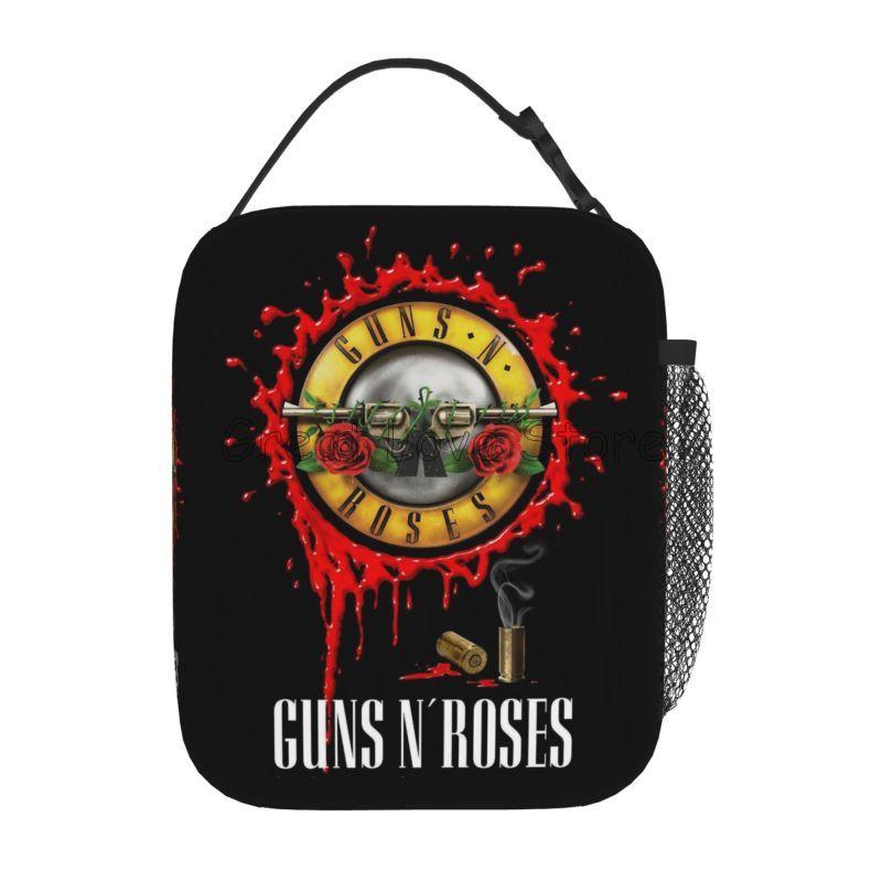 Heavy Metal Guns N Roses Thermal Lunch Bag Portable Insulated Lunch Bento Box for Women Men Work Travel Picnic Food Storage Bags