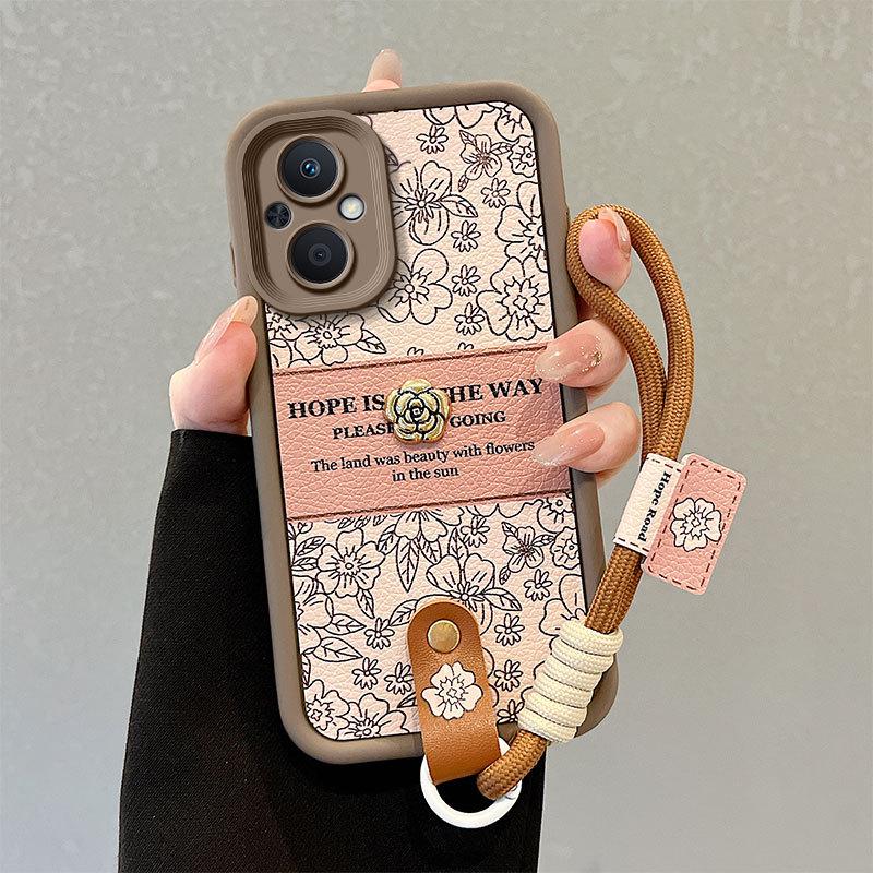 Floral Hand Strap Phone Case for OPPO Models: A58, A40, A96, A17K, A3 PRO, A80