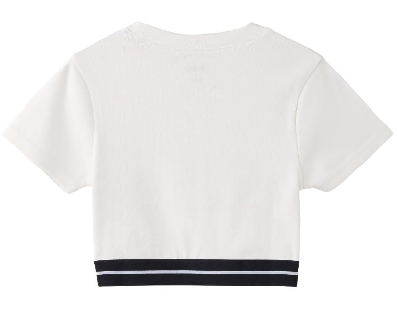 Casual Logo and Stripe Cropped White X-girl S/S Top, Women's,