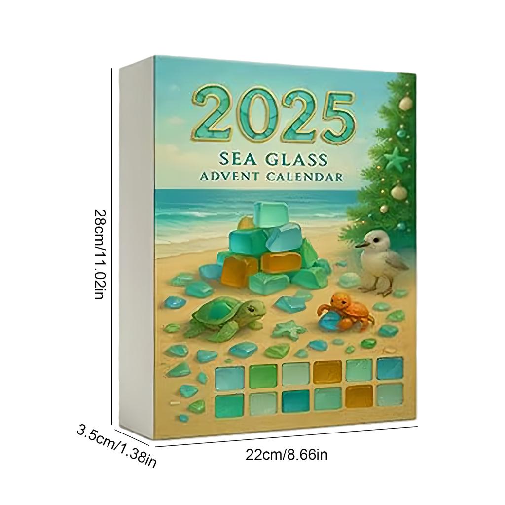 Sea Glass Christmas Tree Xmas Countdown Calendar with 24 Mini Christmas Tree Ornaments Holiday Countdown Calendar for Tree Decor