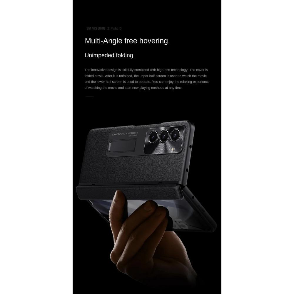 Automatic Spring Hinge Leather Case For Samsung Z Fold 5 Galaxy Z Fold 6 Tempered Glass All-inclusive Stand Camera Protect Cover