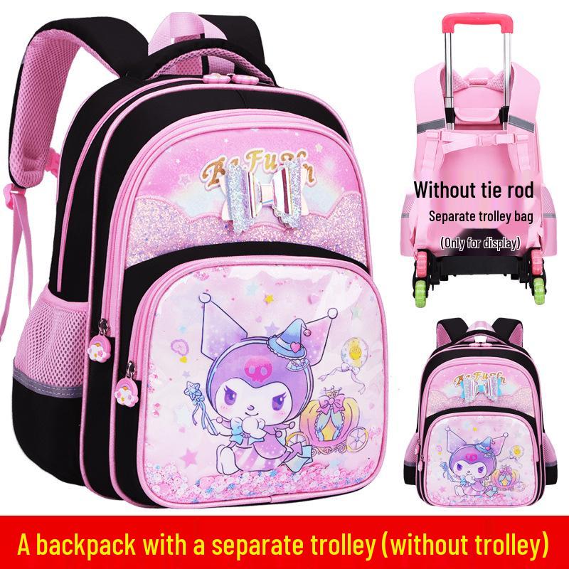 Lightweight Trolley Schoolbag for Primary School Girls - Large Capacity Backpack for Grades 1-6