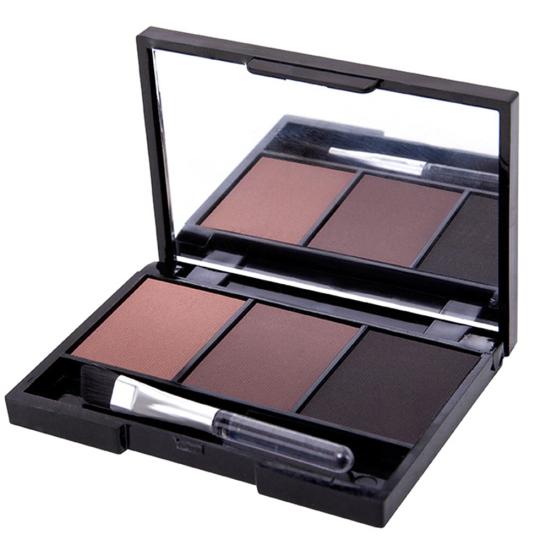 3 Farben Augenbrauenpuder mit Pinsel Spiegel Lang anhaltend Schweißfest Kosmetik