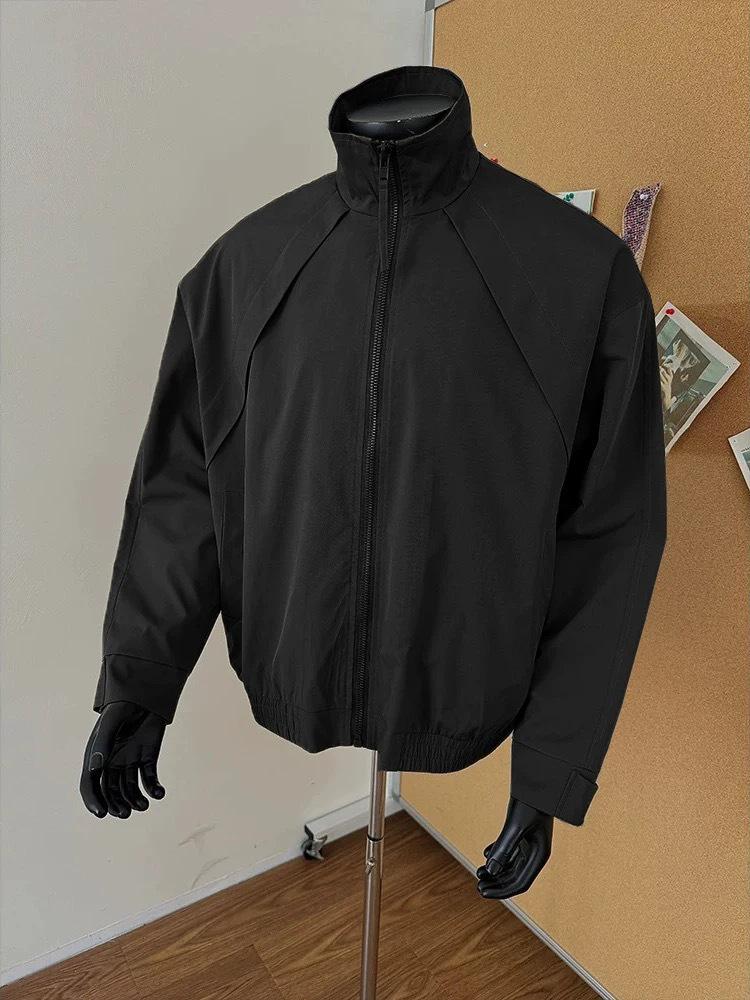 Men's Stand Collar Three-Proof Pilot Jacket - Solid Color, Spring/Autumn Outerwear