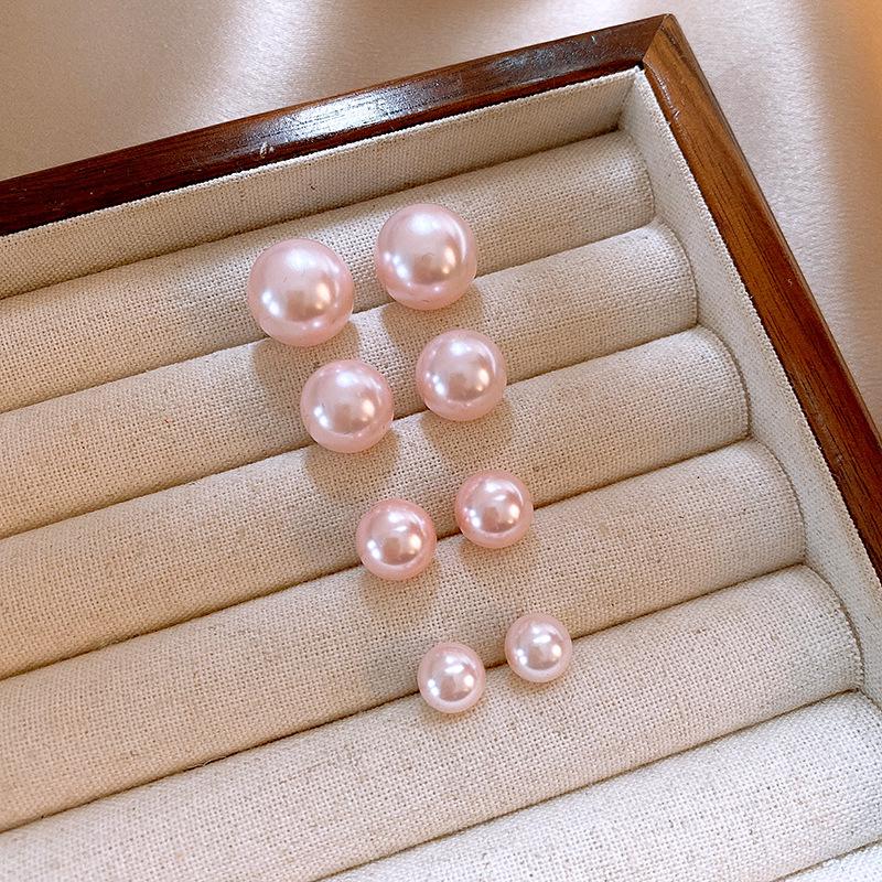 Korean Style Silver Needle Round Pearl Earrings - Sweet, Simple, and Versatile Stud Accessories for Women