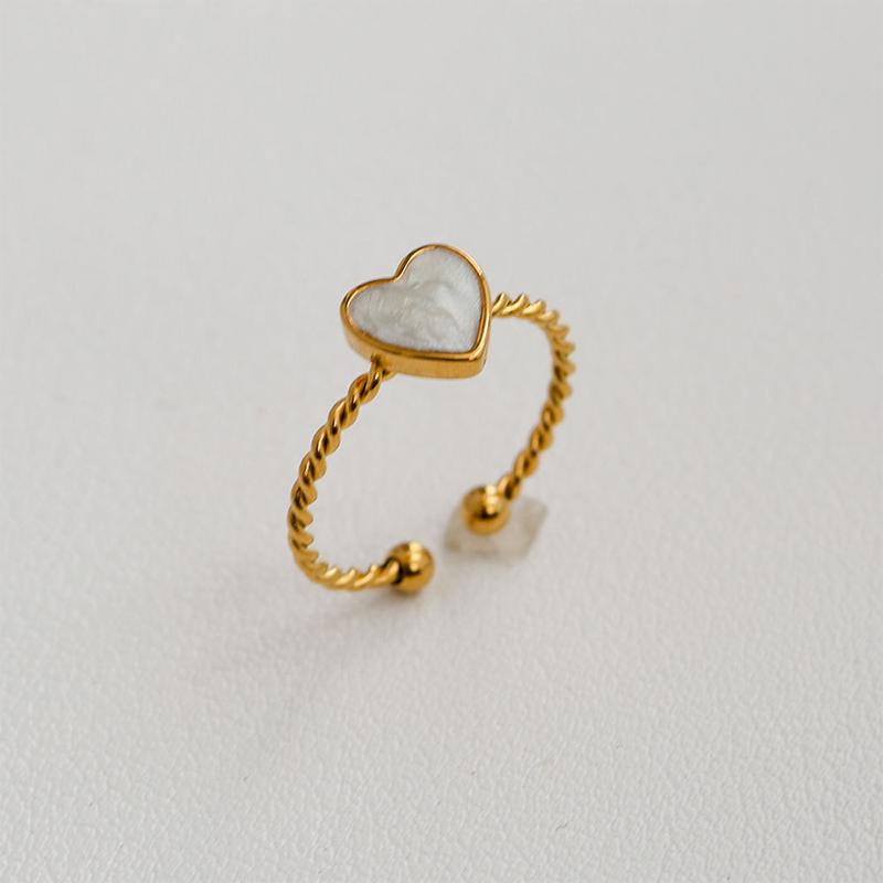 Stainless Steel French White Enamel Rings For Women Drip Glaze Romantic Elegent Girl Ring Daily Wear Sweet Y2K Jewelry No Fading