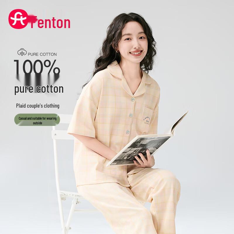 Fenteng Couple s Pure Cotton Summer Pajama Set M