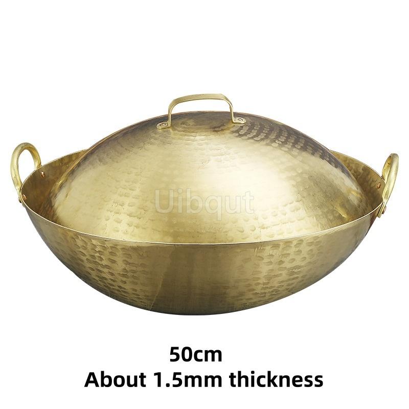 handmade pure copper frying pan copper wok round bottom pan copper brass healthy uncoated wok cookware cast iron cookware