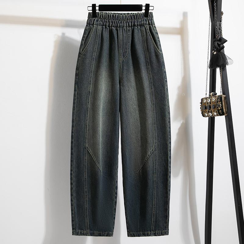 DIMANAF 2026 Autumn Winter Plus Size Women Vintage High Waist Loose Jeans Casual Streetwear Denim Pants