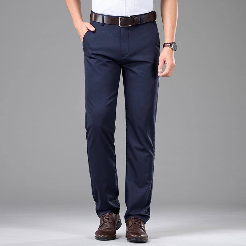 

Мужские повседневные брюки с высокой талией из бамбукового волокна, Ice Silk, весна/лето 2024 г., прямой крой, деловой костюм для папы среднего возраста. 35