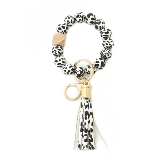 

Браслет с бусинами, брелок для ключей, глянцевый эластичный силиконовый браслет с закругленными краями, брелок для ключей, женские аксессуары F