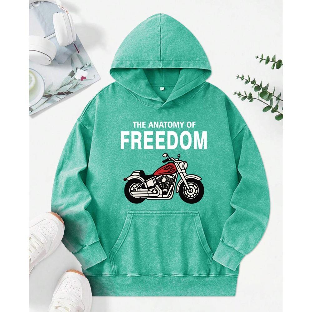 The Anatomy Of Freedom Prints Washed Hoodie Women Comfortable Clothes Autumn Loose Hoody Cotton Pocket Pullovers