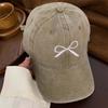 Embroidery Embroidery Bow Baseball Cap Cotton Sun Hat Simple Bowknot Baseball Hat  Outdoor