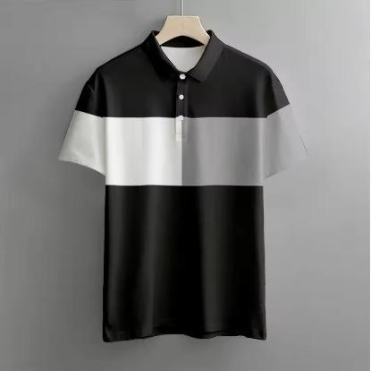 Summer Men's Polo Shirt Casual Short Sleeve Print Button Polo T-Shirt Loose Fashion Men's Gower