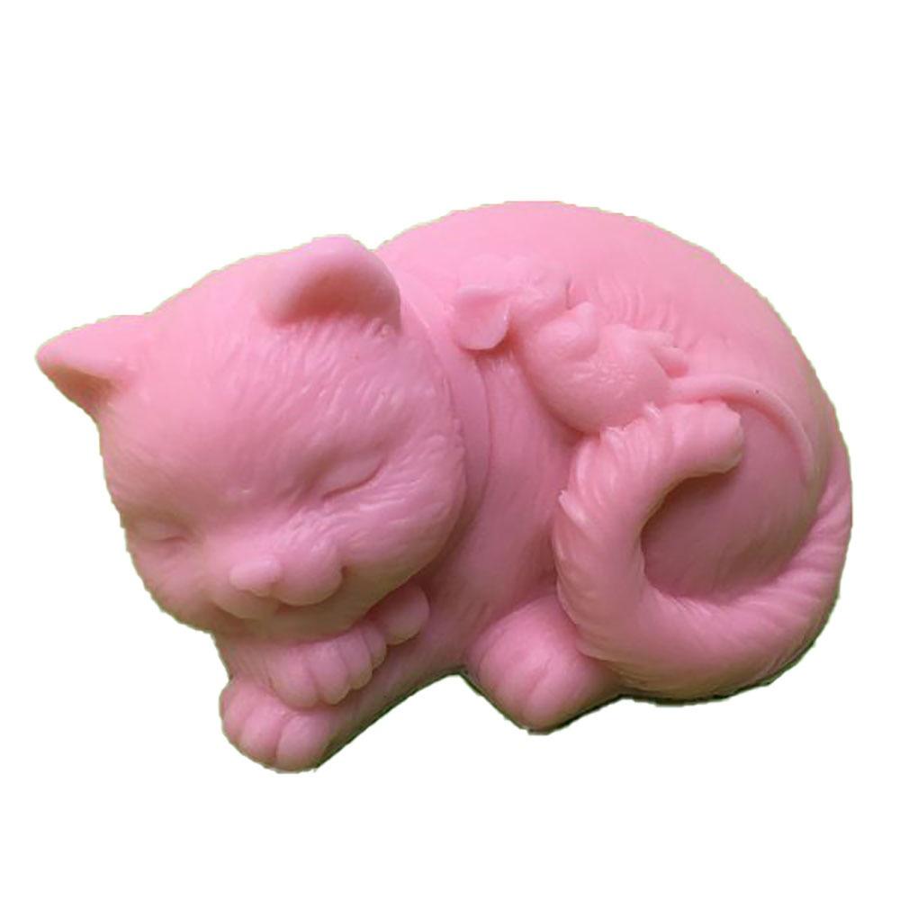 DIY Cute Kitten Silicone Soap Mold 3D Pig Dog Animal Crafts Resin Gypsum Soap Baking Chocolate Mousse Cake Decoration Tool