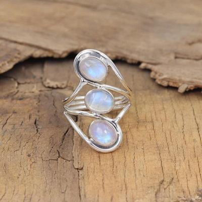 Moonstone Gemstone Ring, Solid 925 Sterling Silver Ring, Boho Ring, Gift For Her, Birthstone Ring