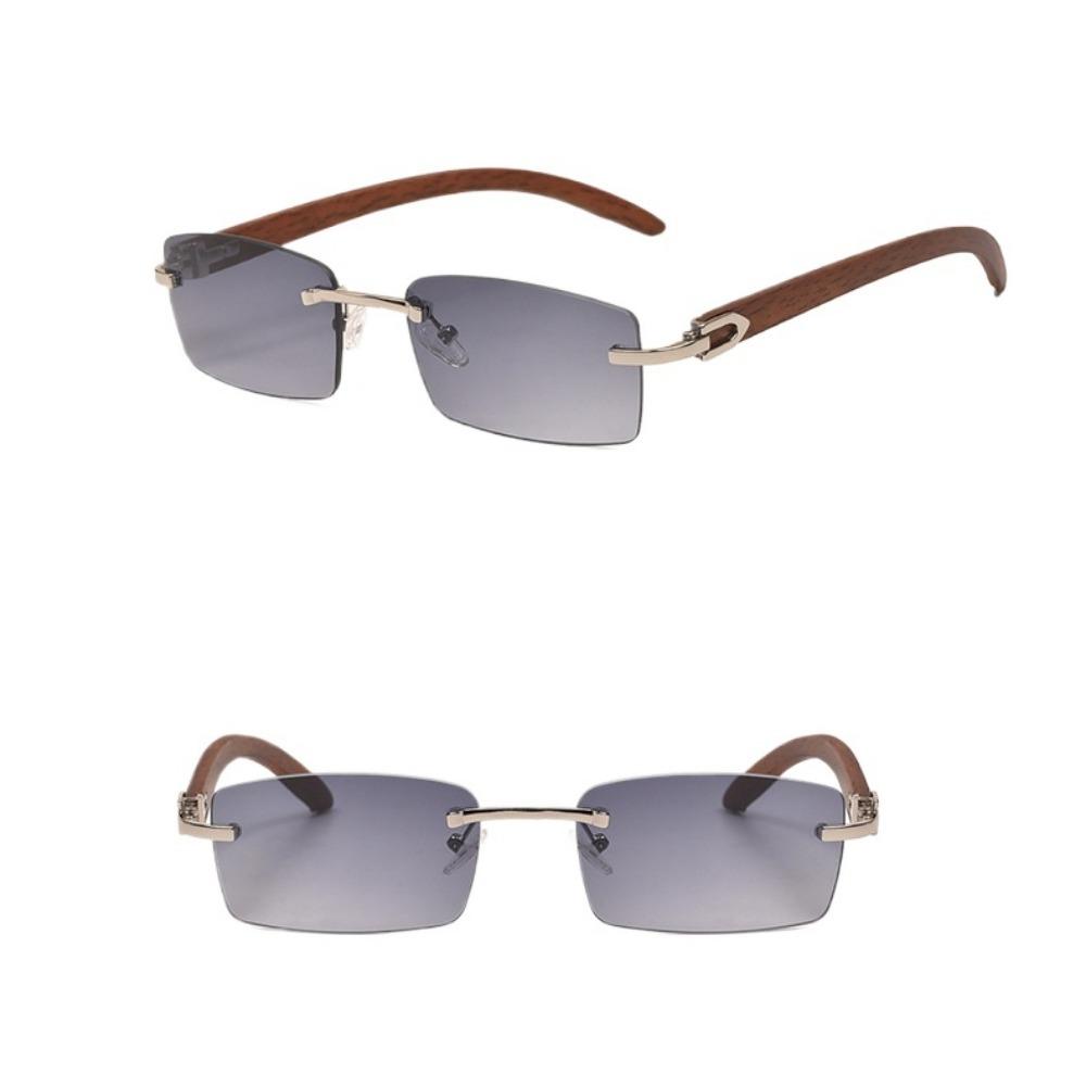 European and American frameless imitation wood grain leg sunglasses for men and women