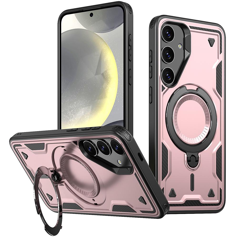 For Samsung Galaxy S24 FE Magnetic Case Military Protection PC+TPU Kickstand Phone Cover