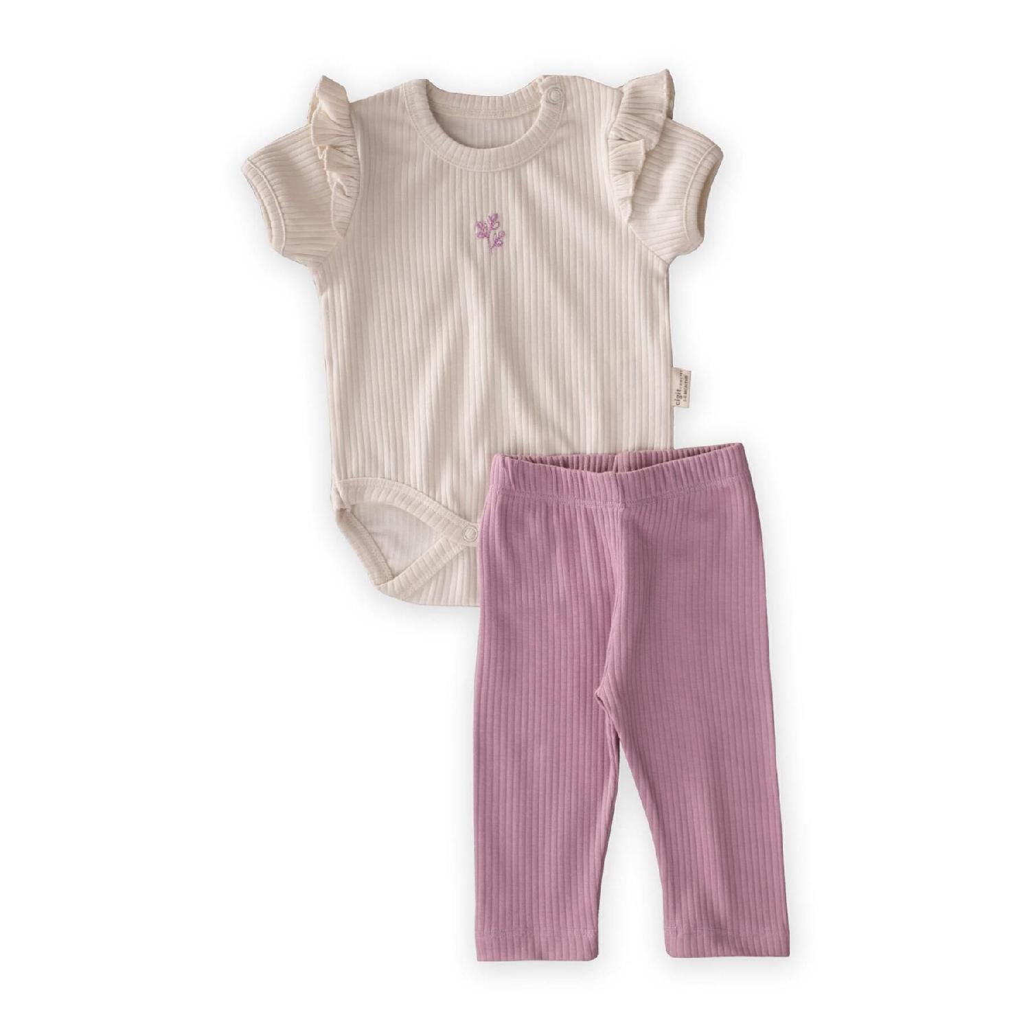 

Боди-леггинсы с вышивкой 0-3 года, сиреневый