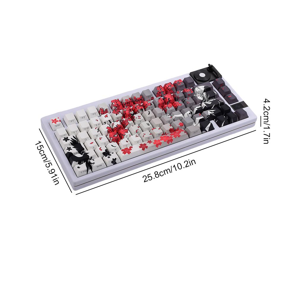 129 Key Raven Sakura Keycap Set Dye Sub Keycaps PBT Keycaps Therimal Sublimation Keycaps Anime Keycaps for Mechanical Keyboard