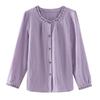 Women Literary Retro Embroidered Cotton Long Sleeve Shirt