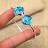 Pretty Blue Topaz Gemstone Handmade 925 Solid Sterling Silver Adjustable Bangle For Wedding Gift