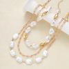 3Pcs Gold Color Baroque Pearl Layered Necklace Set For Women Irregular Pearl Paperclip Chain Chokers Long Y-Necklace Jewelry New