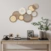 Houten wanddecoratie, houten wandsculptuur, uniek multi-schijf ontwerp, 83,8 x 44,5 cm, natuurlijk hout