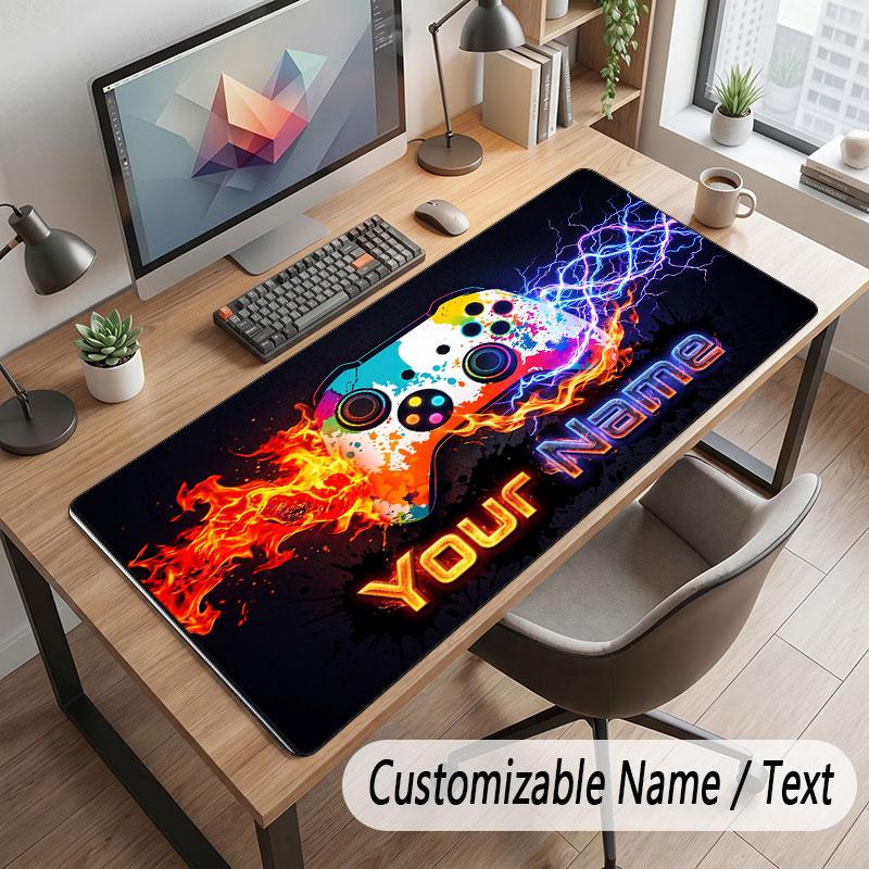 Game Controller Theme Customized Mouse Pad Personalized Print Name Text Desk Mat For Home Office Table Decor