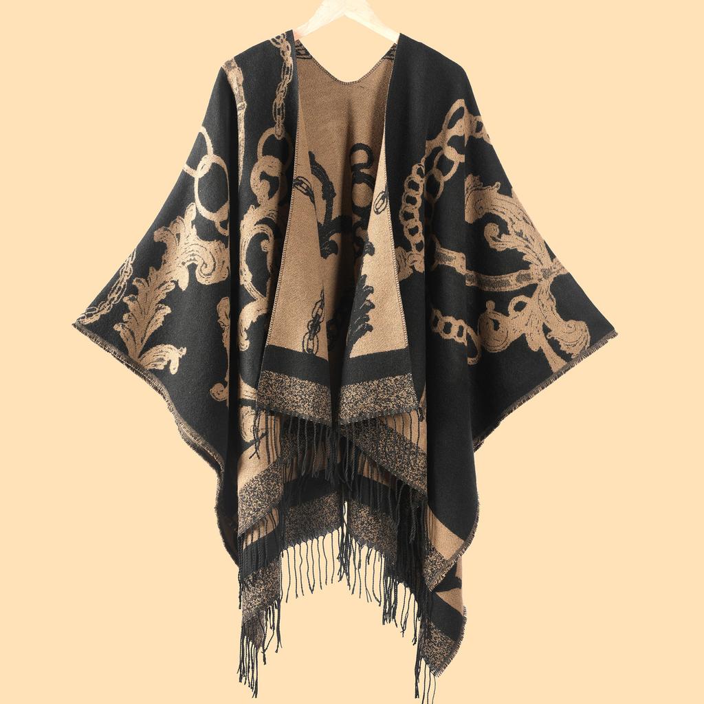 Women S Warm Fashion Jacquard Tassel Scarf Shawl For Office Use