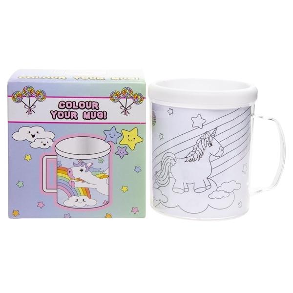 

Double walled mug with unicorn coloring cup drawing