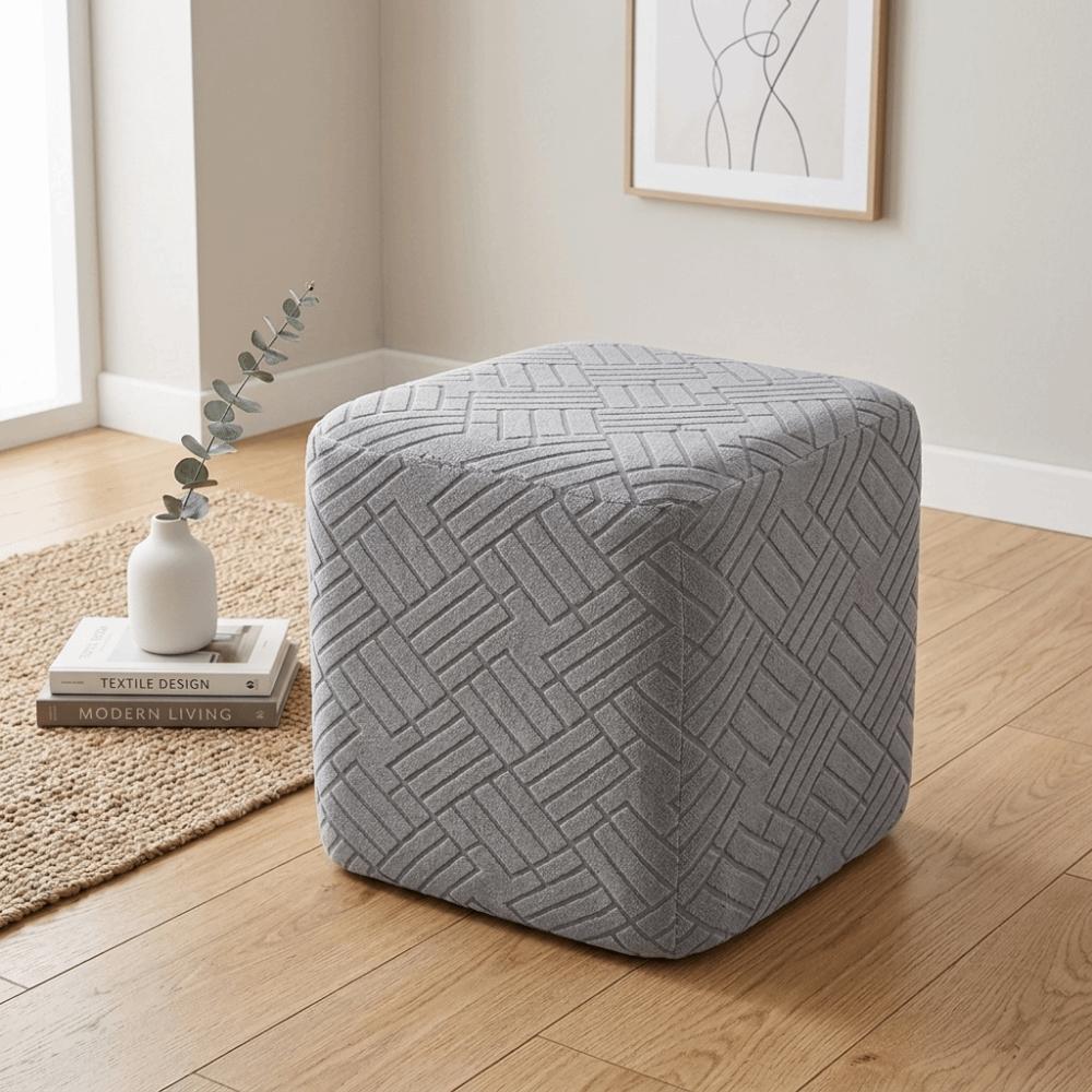 Stretch Ottoman Footstool Cover Jacquard Square Foot Stool Nordic Stool Cover Home