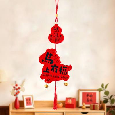 Traditional Chinese Style Pendant Good Luck Tassel Wall Door Hanging Ornaments Bell Handmade Horse Year Decoration Home Decor