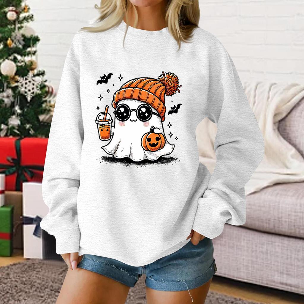 Ladies fashion casual Halloween printed pullover sweater