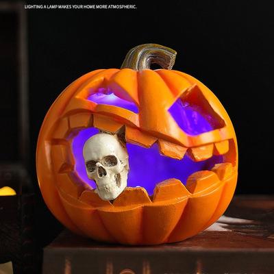 Halloweenská dýňová dekorace se světly Halloweenské strašidelné lebky Figurky Lucerny Vnitřní ozdoby na stolní desku Stůl Domov