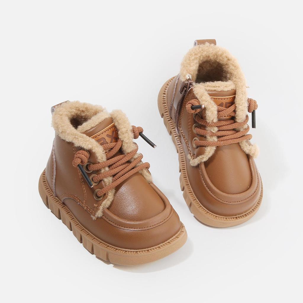 Baby Boys Velvet Martin Boots: Winter Short Boots for Kids, Versatile Baby Walker Shoes Suitable for Boys and Girls.