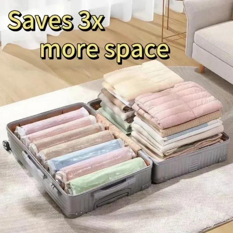 Reusable Hand Rolled Travel Compression Bag Vacuum Bags for Storing Clothes Suitable for Luggage and Essential Cruise Clothing