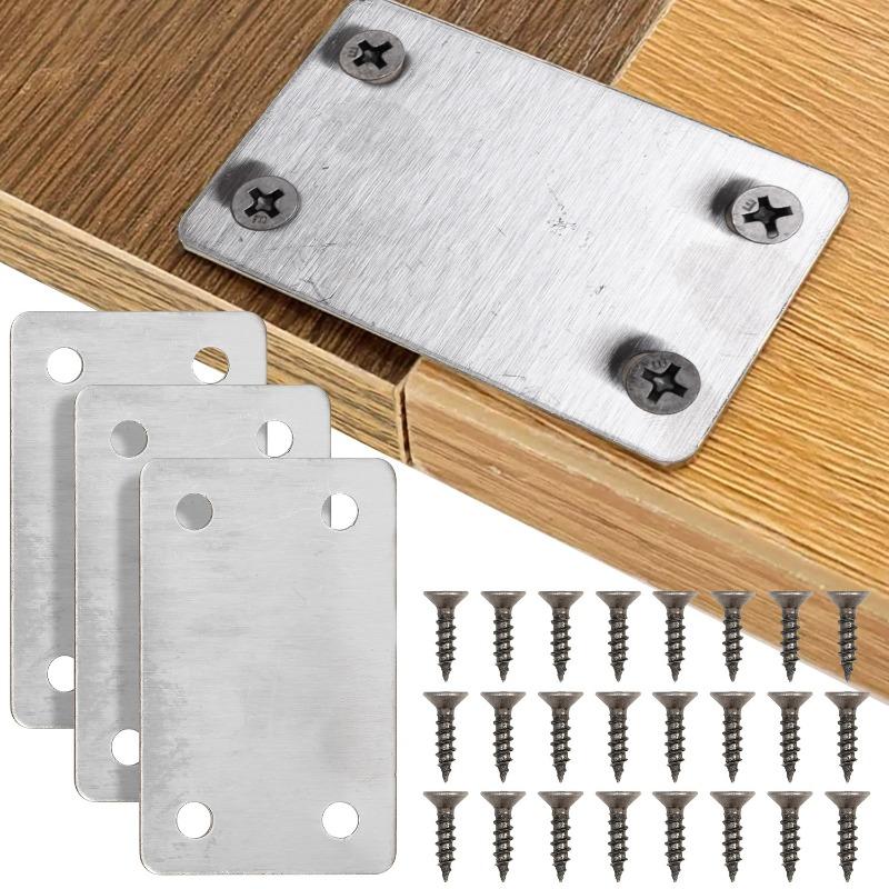 1/20Set Stainless Steel Flat Bracket for Wood Tables Chairs Cabinets Corner Code Fixing Brackets Furniture Repair Support Fixing